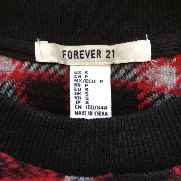 NWT Forever 21 Tartan Plaid Sweater Red S - Picture 3 of 13